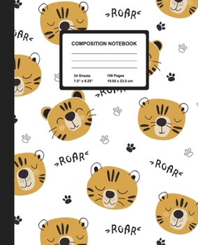 Paperback Composition Notebook: Tiger Cat - Wide Ruled Paper Journal - Blank Lined Workbook for Teens Kids Students Girls, for Home School & Writing N Book