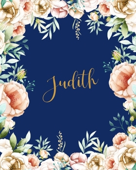 Judith Dotted Journal: Memo Dotted Grid Bullet Journal Field Notes Creative Personalized Custom Name Journaling Notebook Writing Cute Pretty Flowers Blue Gift For Thankgiving Birthday Valentines