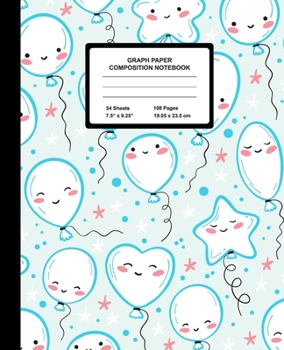 Paperback Graph Paper Composition Notebook: Quad Ruled 4 Squares Per Inch Sheets, Math and Science Grid Note Book for Elementary Students, Kawaii Baloons Book