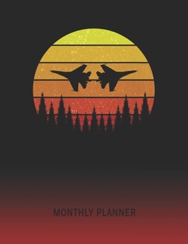 Monthly Planner: Two Fighter Jets | 2 Year Planning for Jan 2020 to Dec 2021 | Retro Vintage Sunset Cover | January 20 - December 21 | Planning ... | Plan Days, Set Goals & Get Stuff Done