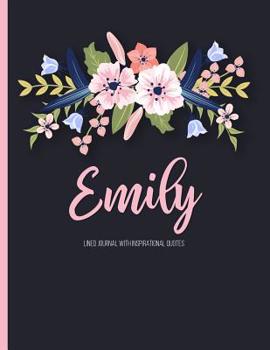 Paperback Emily: Personalized Black XL Journal with Gold Lettering, Girl Names/Initials 8.5x11, Journal Notebook with 110 Inspirational Book