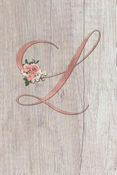 Paperback L: Letter L Journal, Rose Gold on Wood, Personalized Notebook Monogram Initial, 6 X 9 Book