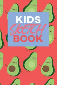 Kids Sketch Book : Kawaii Cute Avocado Vegan Food Pattern