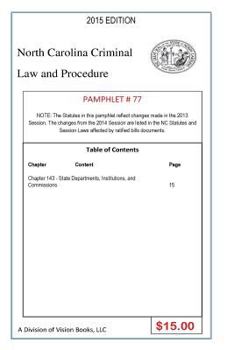 Paperback North Carolina Criminal Law and Procedure-Pamphlet 77 Book