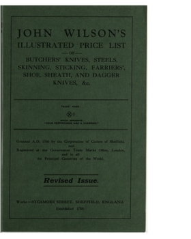 Paperback Wilson's Illustrated Price List: Butchers' knives, steels, skinning, sticking, farriers', shoe, sheath, dagger Book