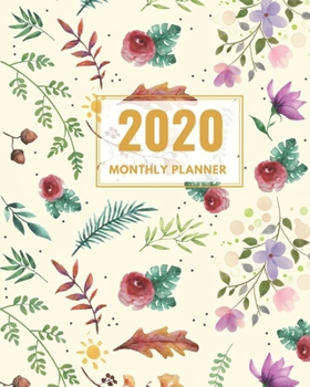 2020  planner weekly and monthly: Daily Agenda and Organizer & Calendar view with Inspirational Simple Dated Week and Month and goal tracker with ... Planner(Pretty Cute Floral watercolor cover