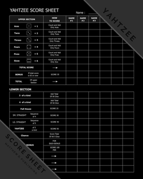 Paperback Matthew D. Publishing Yahtzee Score Sheet: Yahtzee Game Record Keeper for Multiple Games of Yahtzee Score Cards with Players Write in the player name Book
