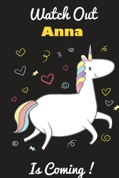Anna: Cute Unicorn - Personalized Blank Lined Journal Notebook Gift For Girls
