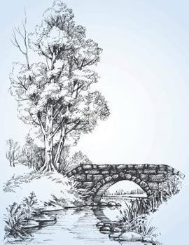 Paperback Sketchbook: Large Sketchbook, Bridge Over River Cover, 120 Pages, 8.5 by 11 Book