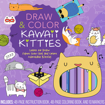 Hardcover Draw & Color Kawaii Kitties Kit Book