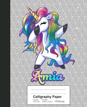 Paperback Calligraphy Paper: AMIA Unicorn Rainbow Notebook Book