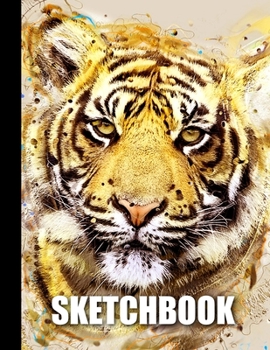 Paperback Sketchbook: Tiger Cover Design - White Paper - 120 Blank Unlined Pages - 8.5" X 11" - Matte Finished Soft Cover Book