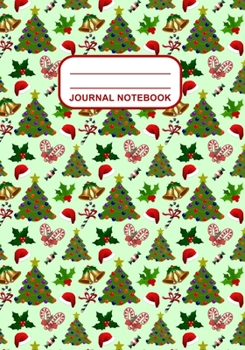 Journal Notebook: Journal, Notebook, Or Diary  | Christmas Tree Candy Cane Bell Pattern Cover Design | 120 Blank Lined Pages | 7" X 10" | Glossy Finished Cover