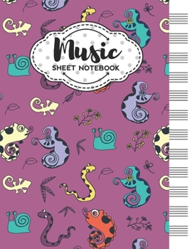 Music Sheet Notebook: Blank Staff Manuscript Paper with Unique Animals Design Themed Cover