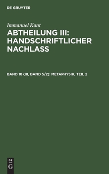 Hardcover Metaphysik, Teil 2 [German] Book