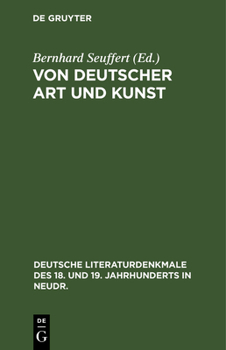 Hardcover Von Deutscher Art Und Kunst: Einige Fliegende Blätter (1773) [German] Book