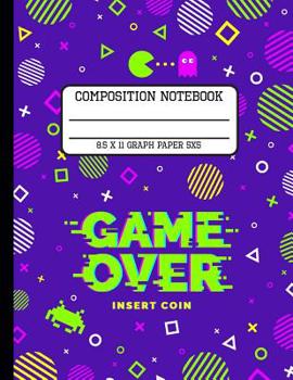 Composition Notebook Graph Paper 5x5: Neon 80s Game Over Trendy Back to School Quad Writing Book for Students and Teachers in 8.5 x 11 Inches