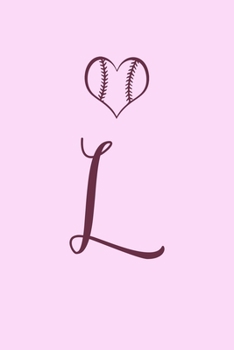 L: Name Monogram Initial L Softball 6x9" Dot Bullet Notebook/Journal Gift Idea For Girls, Women, School, College and Work