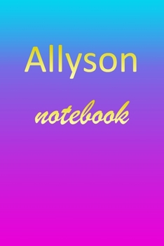 Allyson: Blank Notebook | Wide Ruled Lined Paper Notepad | Writing Pad Practice Journal | Custom Personalized First Name Initial A Blue Purple Gold  | ... Homeschool & University Organizer Daybook
