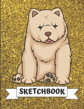 Sketchbook: Brown Chow Chow Puppy Dog Cover Design with Glitter Printed Notebook and Journal. Perfect Doodling, Sketching and Writing Book for Kids and Adult of All Ages.