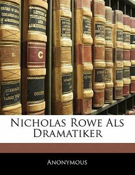 Paperback Nicholas Rowe ALS Dramatiker [German] Book