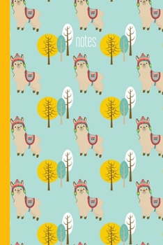 Notes: Small Stylish Notebook for Writing, Journaling, To Do Lists, Gratitude, Ideas, and More | Whimsical Llama Pattern Cover Design in Aqua Blue and Yellow
