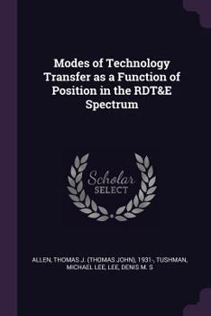 Paperback Modes of Technology Transfer as a Function of Position in the RDT&E Spectrum Book