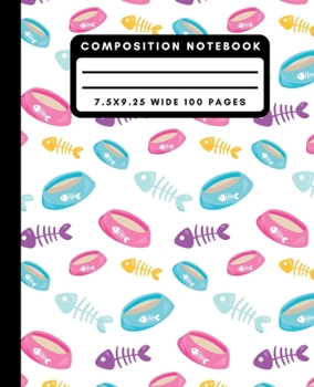 Composition Notebook: Cute Fishbone Wide Ruled Notebook Lined School Journal 100 Pages 7.5 x 9.25