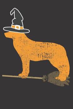 Paperback Notebook: Husky Halloween Witch Vintage Dot Grid Dotted 6x9 120 Pages Book