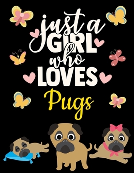 Paperback Pug Dot Grid Black Pages Journal: Just a Girl Who Loves Pugs - Black Paper Notebook for Pet, Puppy & Small Dog Lovers - Blank Dotted Black Paper Sketc Book