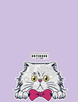 Notebook by a madoo: Cat on purple cover and Dot Graph Line Sketch pages, Extra large (8.5 x 11) inches, 110 pages, White paper, Sketch, Draw and Paint