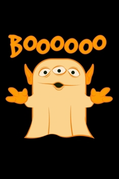 Paperback Notebook: Kids Halloween Orange Alien Ghost Boo Funny Black Lined Journal Writing Diary - 120 Pages 6 x 9 Book