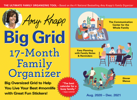 Calendar 2021 Amy Knapp's Big Grid Family Organizer Wall Calendar: August 2020-December 2021 Book