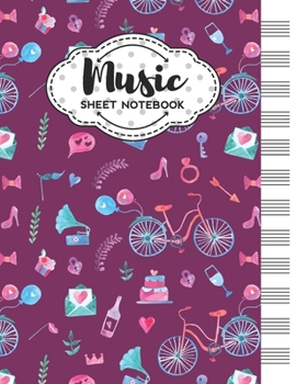 Music Sheet Notebook: Blank Staff Manuscript Paper with Wedding Themed Cover Design