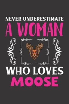 Never Underestimate A Woman Who Loves Moose: Moose Lovers Girl Women Dot Grid Journal Notebook 6x9 120 Pages