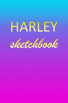 Harley: Sketchbook | Blank Imaginative Sketch Book Paper | Pink Blue Gold Custom Letter H Personalized Cover | Teach & Practice Drawing for ... Doodle Pad | Create, Imagine & Learn to Draw
