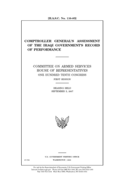 Paperback Comptroller General's assessment of the Iraqi government's record of performance Book