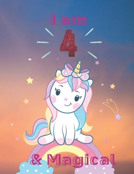 Unicorn SketchBook: I Am 4 & Magical With Unicorn Inside More Space for Sketching and Drawing and Writing Journal for Kids and Girls Marble Size 8.5in x 11in with 110 Pages