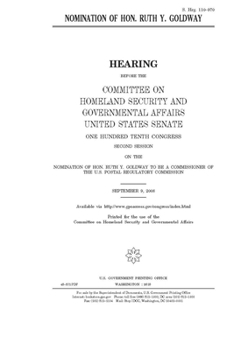 Paperback Nomination of Hon. Ruth Y. Goldway Book