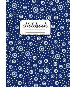 Paperback Notebook College Ruled 7.5 x 9.25 in / 19.05 x 23.5 cm: Composition Book, Dark Blue Background Circles and Dots Cover, C761 Book