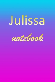 Julissa: Blank Notebook | Wide Ruled Lined Paper Notepad | Writing Pad Practice Journal | Custom Personalized First Name Initial J Blue Purple Gold  | ... Homeschool & University Organizer Daybook