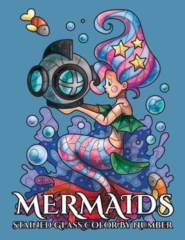 Paperback MERMAIDS Stained Glass Color By Number Book