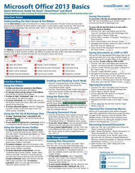 Pamphlet Microsoft Office 2013 Basics Quick Reference Training Guide (Cheat Sheet of Instructions & Tips - Laminated Card) Book