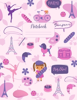 Paperback Notebook: Cute Little Girl Paris Standard ruled paper Book