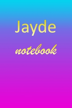 Jayde: Blank Notebook | Wide Ruled Lined Paper Notepad | Writing Pad Practice Journal | Custom Personalized First Name Initial J Blue Purple Gold  | ... Homeschool & University Organizer Daybook