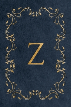 Z: Faux leather effect / look gold monogram. Personalized letter ruled journal notebook. Elegant traditional design suitable for all: men, women, ... pages in 6 x 9 matte finish, handy size.