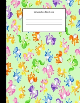 Paperback Composition Notebook: Unicorn Pattern Pastel Green: Composition Notebook: Back To School: Wide Ruled Notebook For Kids, Teens, Students, Tea Book