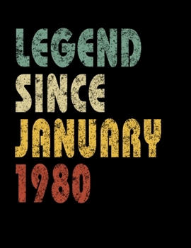 Paperback Legend Since January 1980: Retro Birthday Gift Notebook With Lined Wide Ruled Paper. Funny Quote Sayings 8.5 x 11 Notepad Journal For Taking Note Book