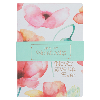 Misc. Heartfelt Notebook Set Never Give Up Ever Coral Poppies, Softcover 2 PC Book