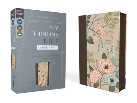 Imitation Leather Niv, Thinline Bible, Large Print, Leathersoft, Floral, Zippered, Red Letter, Comfort Print Book